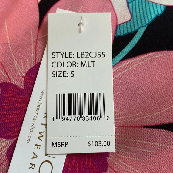 LA BLANCA NEW In Full Bloom Lace Up Tunic Cover-up Size S - Picture 7 of 10